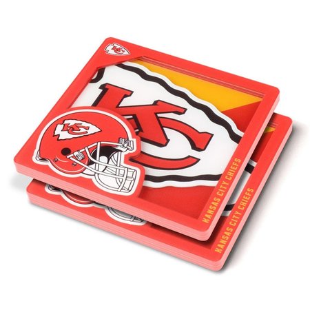 YOUTHEFAN YouTheFan 8499757 NFL Kansas City Chiefs 3D Logo Series Coasters 8499757